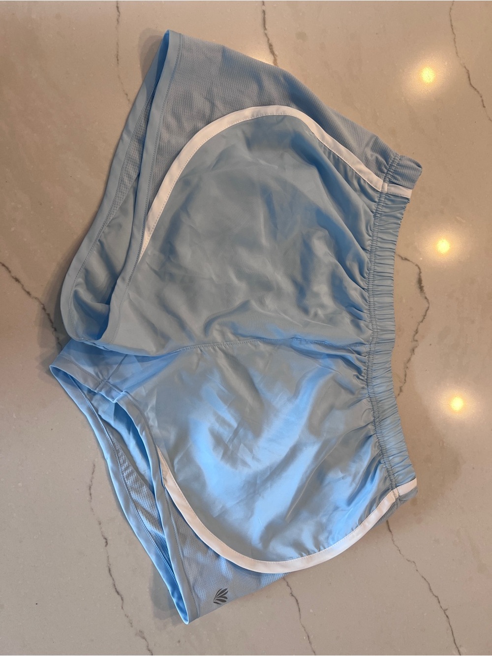 Forever 21 Light Blue Athletic Running Shorts with White Trim